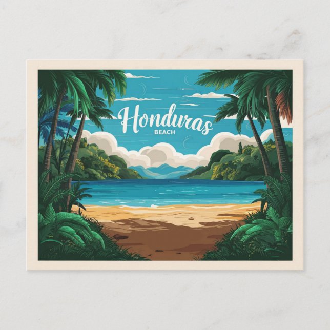 Carte Postale Honduras plage Retro Travel (Devant)