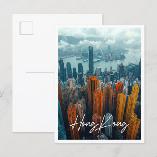 Carte Postale Hong Kong Chine Skyline Top View