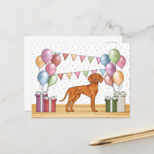 Carte Postale Hongrois Vizsla Cute Dog Pastel Joyeux Anniversair