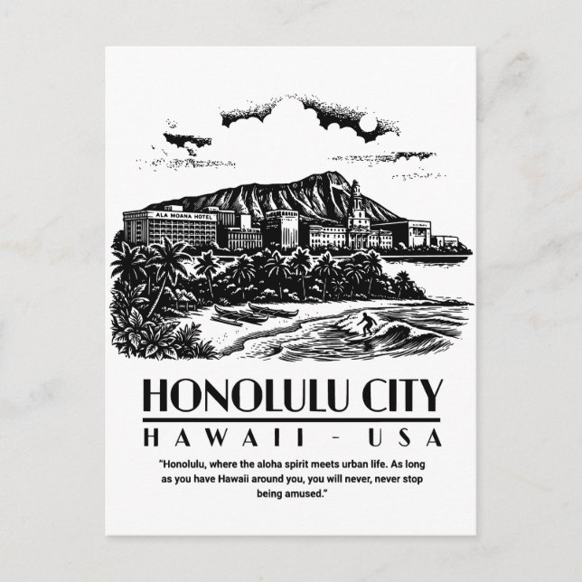 Carte Postale Honolulu City Hawaii USA (Devant)