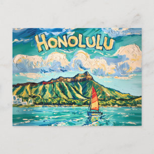 Carte Postale Honolulu Hawaï Paysage Vintage Voyage Van Gogh