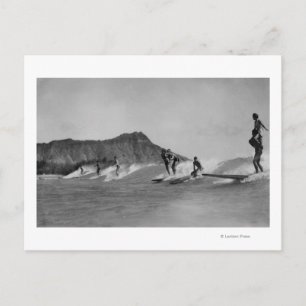 Carte Postale Honolulu, Hawaï - surfers outre de plage de