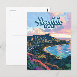 Carte Postale Honolulu Hawaii Oahu Waikiki Beach Diamondhead