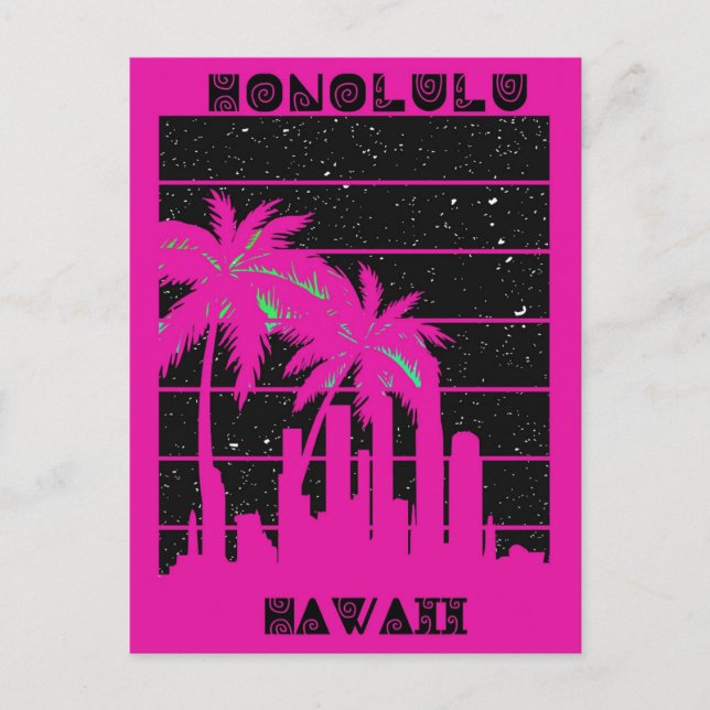 Carte Postale Honolulu Hawaii Pink City Skyline Travel (Devant)