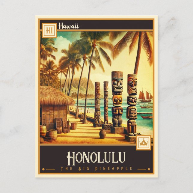 Carte Postale Honolulu, Hawaii | VINTAGE (Devant)