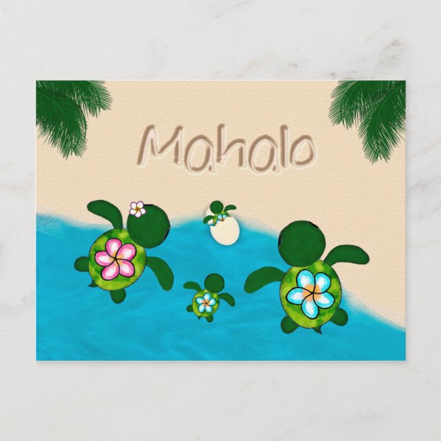 Carte Postale Honu Baby BOY Sea TURTLE Merci Boys Blue #281 (Devant)