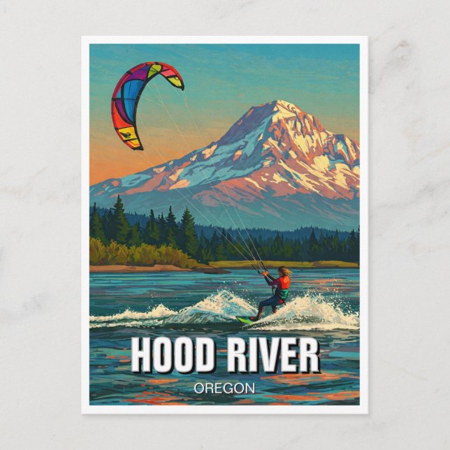 Carte Postale Hood River Kitesurfing Oregon Travel (Devant)