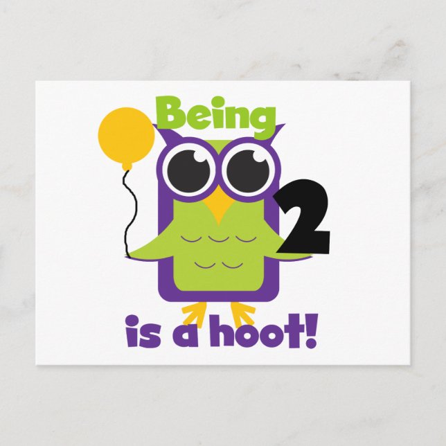 Carte Postale Hoot Owl 2e anniversaire T-shirts et cadeaux (Devant)