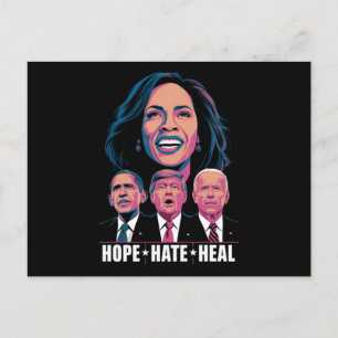 Carte Postale Hope Hate Heal Rise Kamala 2024