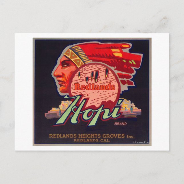 Carte Postale Hopi Orange LabelRedlands, CA (Devant)