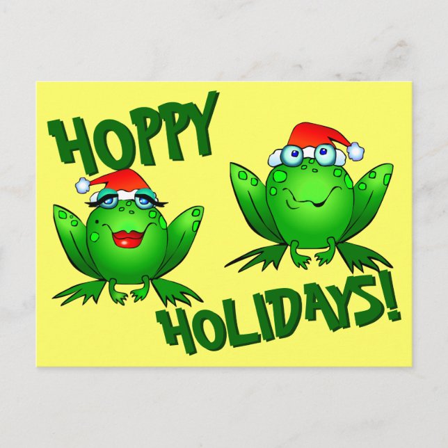 Carte Postale Hoppy Holidays Jote Cartoon Christmas Frogs (Devant)