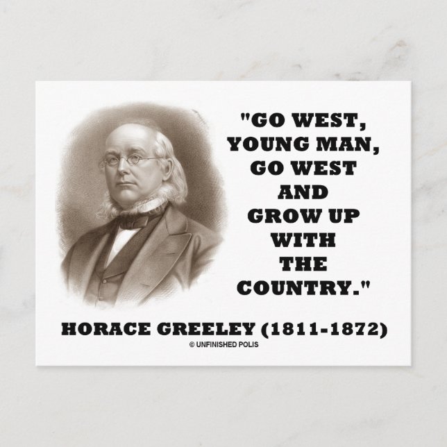 Carte Postale Horace Greeley Go West Young Man Go West (Devant)