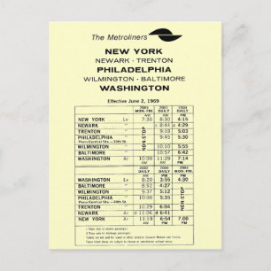 Carte Postale Horaire du Metroliner de Penn Central