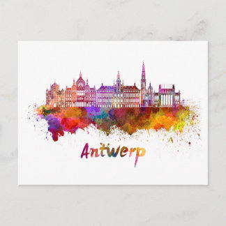 Carte Postale Horizon d'Anvers en aquarelle