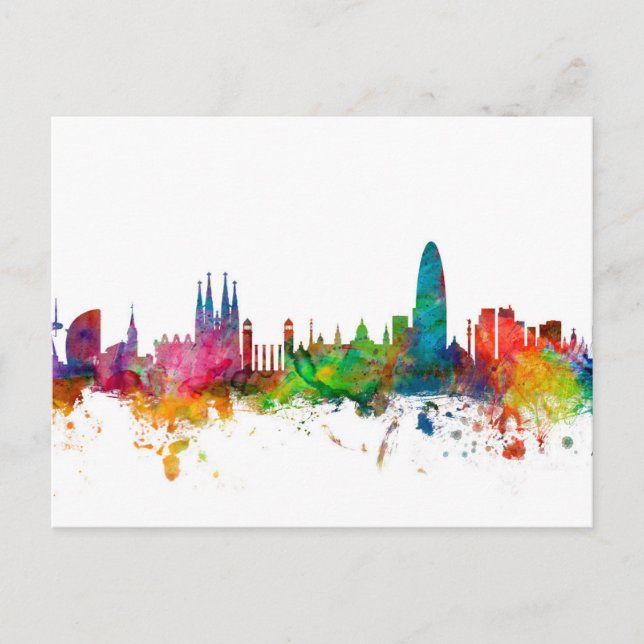 Carte Postale Horizon de Barcelone Espagne (Devant)