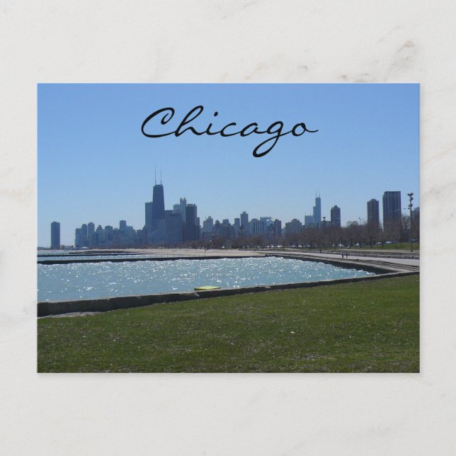 Carte Postale horizon de chicago bleu (Devant)