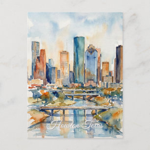 Carte Postale Horizon de Houston aquarelle