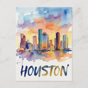 Carte Postale Horizon de Houston aquarelle