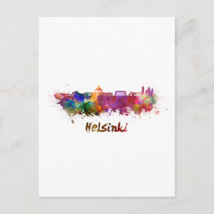 Carte Postale Horizon Helsinki en aquarelle