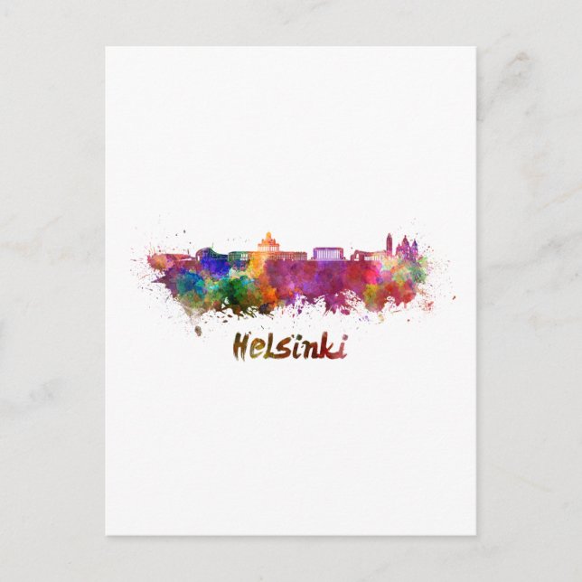 Carte Postale Horizon Helsinki en aquarelle (Devant)