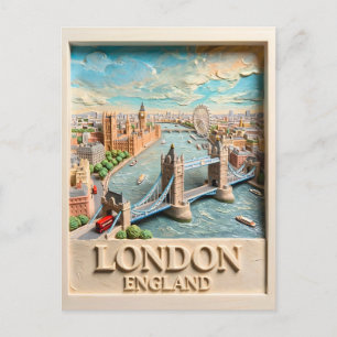 Carte Postale Horizon Texturé de Londres Angleterre Art de Voyag