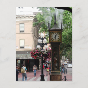 Carte Postale Horloge à vapeur Gastown/Salutations de BC, Canada