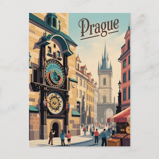 Carte Postale Horloge astronomique de Prague (Devant)