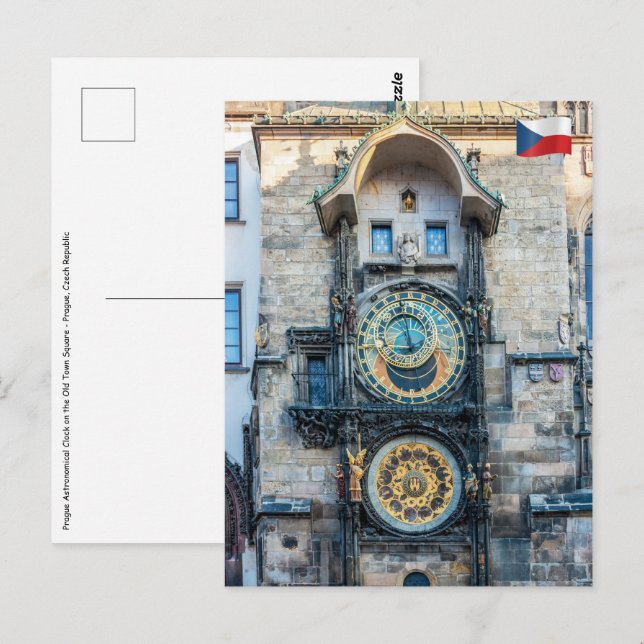 Carte Postale Horloge astronomique de Prague (Devant / Derrière)