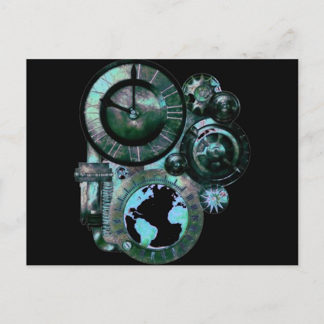 Carte Postale Horloge Steampunk (Devant)