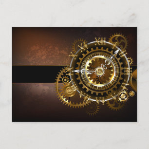 Carte Postale Horloge Steampunk avec des engrenages anciens