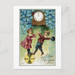 Carte Postale Horloge vintage Tourne minuit