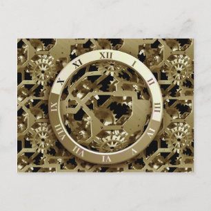 Carte Postale Horloges et engrenages en or Cadeaux mécaniques St