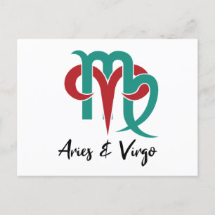 Carte Postale Horoscope de couple Aries et Virgo Zodiac