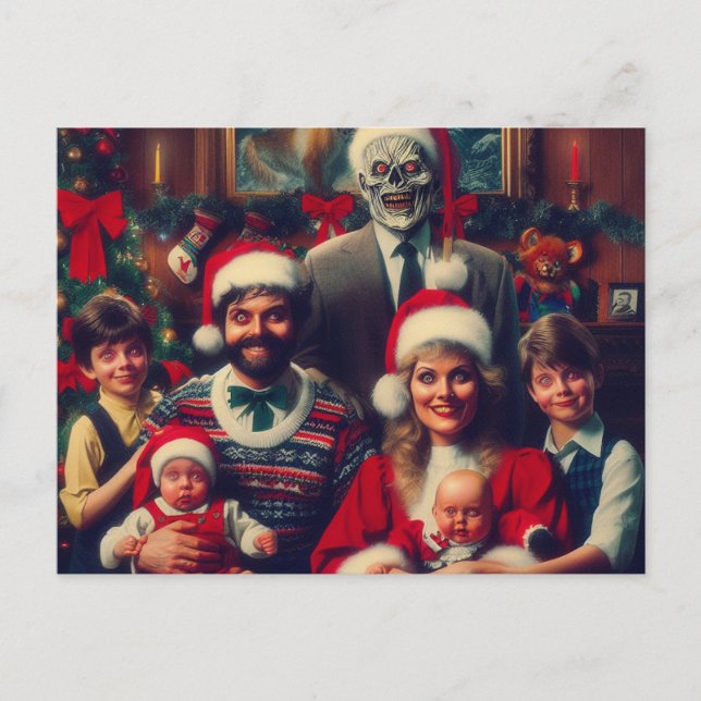 Carte Postale Horreur Éffrayant Noël Retro Portrait de famille (Devant)
