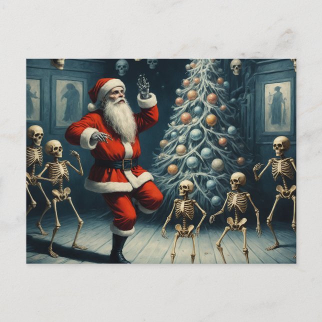 Carte Postale Horror Père Noël et Dancing Skeletons (Devant)