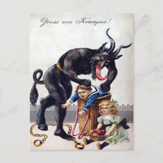 Carte Postale Horror Vintage - Diable de Noël et Mauvais Enfants