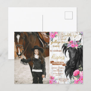 Carte Postale Horse fête d'anniversaire rustique Cowgirl Anniver