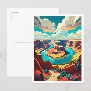 Carte Postale Horseshoe Bend Arizona Vintage voyage Illustration