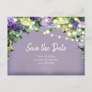 Carte Postale Hortensias ivoire et violets   Économisez la date 