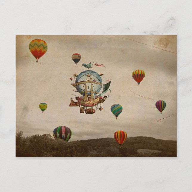 Carte Postale Hot Air Balloon, La Minerve 1803 voyage dans le st (Devant)