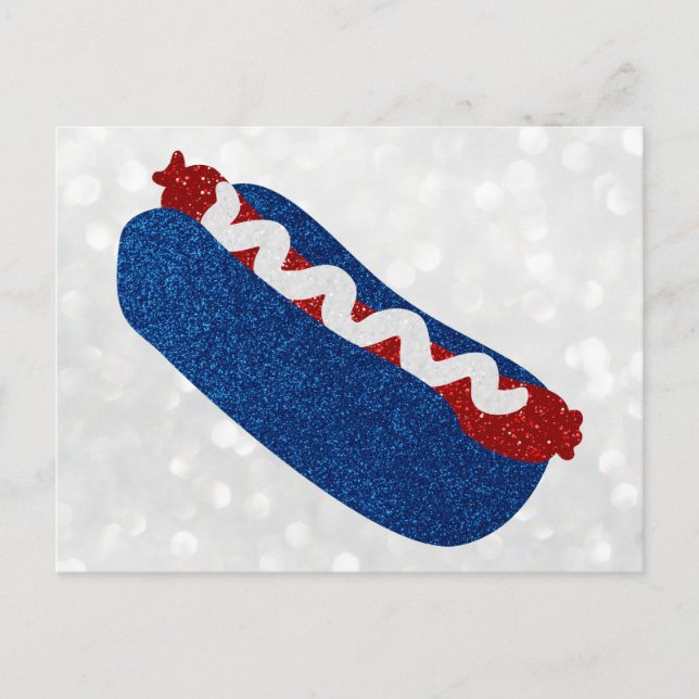 Carte Postale Hot Dog Juillet 4 Parties scintillant (Devant)
