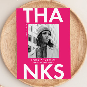 Carte Postale Hot Pink   Merci Gras Grad Photo Graduation