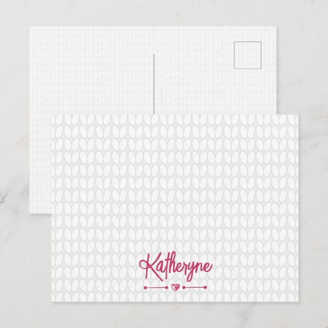 Carte Postale Hot Rose Personnalisé Knit Stitch (Devant / Derrière)