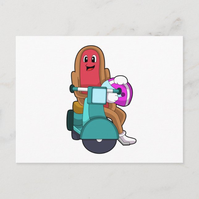 Carte Postale Hotdog as Biker with Scooter.PNG (Devant)