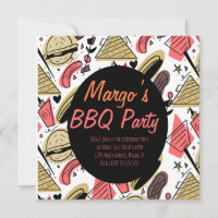 Carte postale Hotdog Burger Doodle BBQ Anniversair