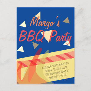 Carte Postale Hotdog Cookout BBQ Anniversaire Confetti Invitatio