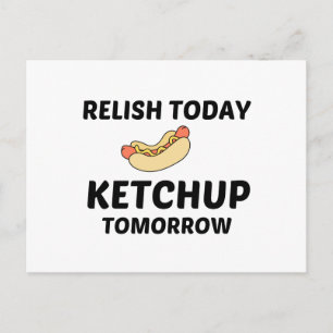 CARTE POSTALE HOTDOG RELISH KETCHUP