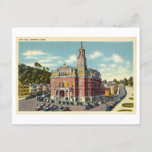 Carte Postale Hôtel de ville à Norwich, Connecticut, Vintage voy