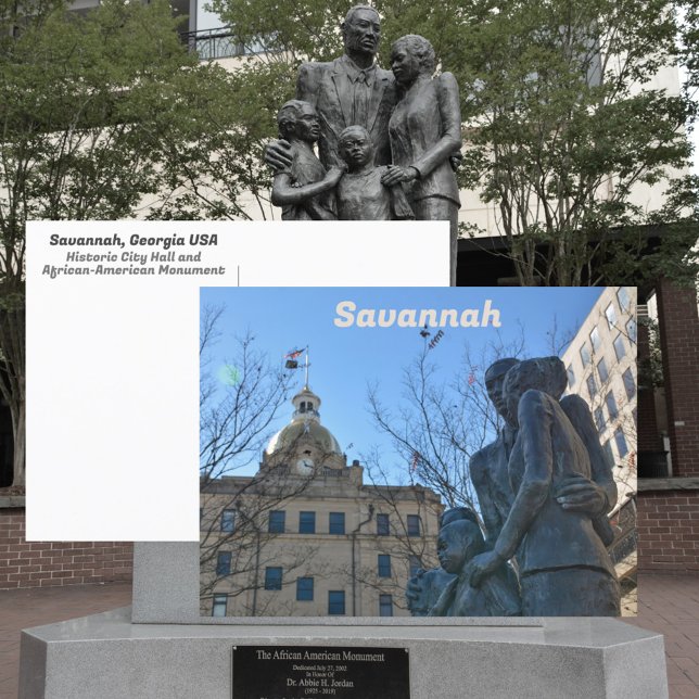 Carte Postale Hôtel de ville de Savannah et Monument afro-améric (Créateur téléchargé)