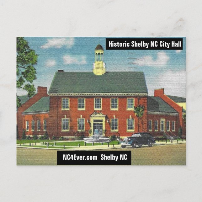Carte Postale Hôtel de ville historique Shelby NC (Devant)